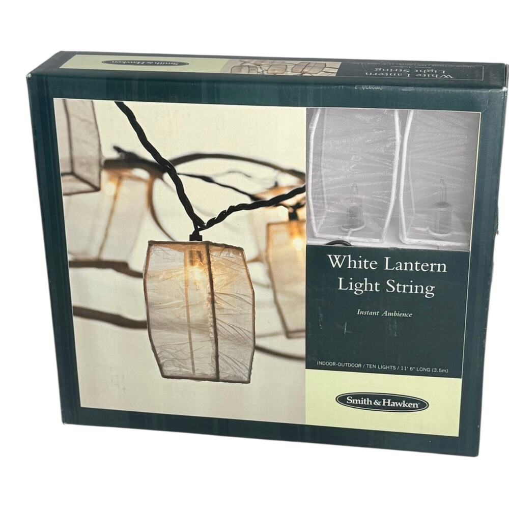 Smith & Hawken String Lights 10 White Lantern Indoor Outdoor 11'6" Ambiance Box